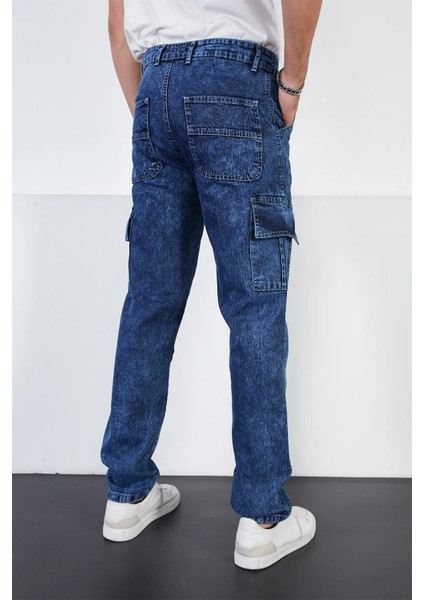 Baggy Rahat Kesim Kot Jean Kargo Pantolon 2407009