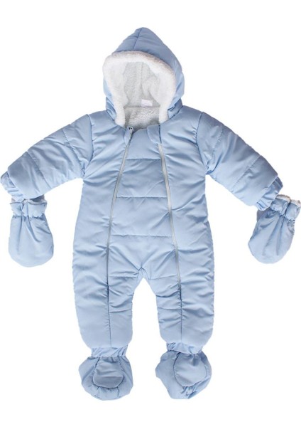 Erkek Bebek Mavi Içi Peluş Ayaklı Eldivenli Kozmonot Tulum