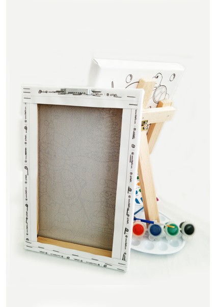 2'li Çocuk Ressam Seti - 2 Adet 20 x 30 cm Önçizimli Tuval, 2 Adet Fırça, Palet, Boyalar ve Şövale fiyatları