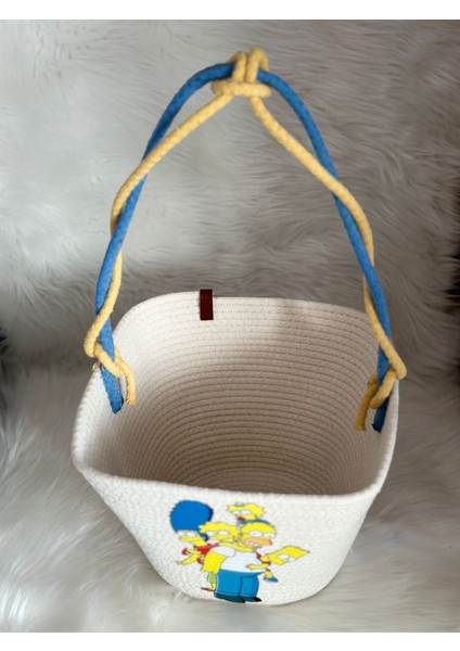 El Yapımı Simpsonlar Baskılı Düzenleyici Sepet Ekru / Tek Ebat fırsatları