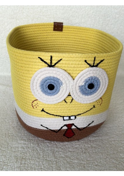 28X25 El Yapımı Sünger Bob Düzenleyici Oyuncak Sepeti, Düzenleyici Sepet, Çok Amaçlı Sepet Sarı / Tek Ebat modelleri