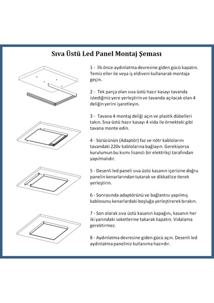 60X60 LED Panel Aydınlatma Armatür Avize Sıva Üstü Desenli Tekli 46510592SU