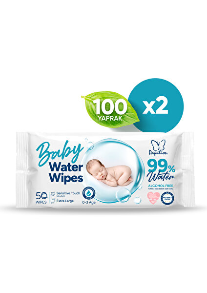 Baby Water Wipes %99 Saf Su Içeren Bebek Islak Havlu 2X50 (100 Yaprak)