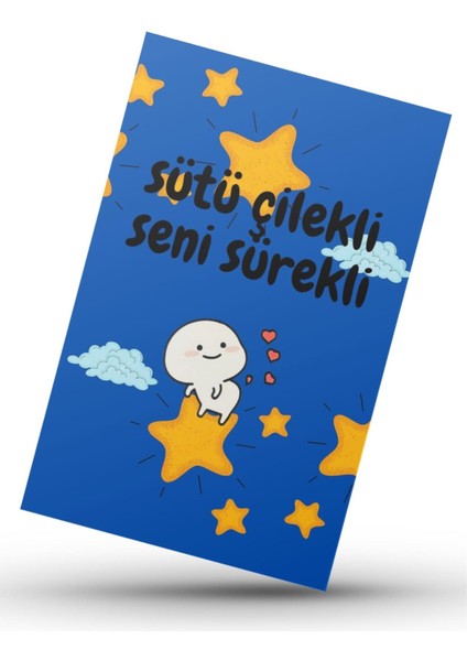 Sütü Çilekli Seni Sürekli Ahşap Poster