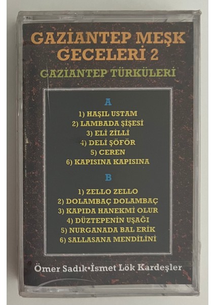 Gaziantep Meşk Geceleri 2 Gaziantep Türküleri Kaset (Jelatininde Sıfır Orjnal Dönem Baskı Kaset)