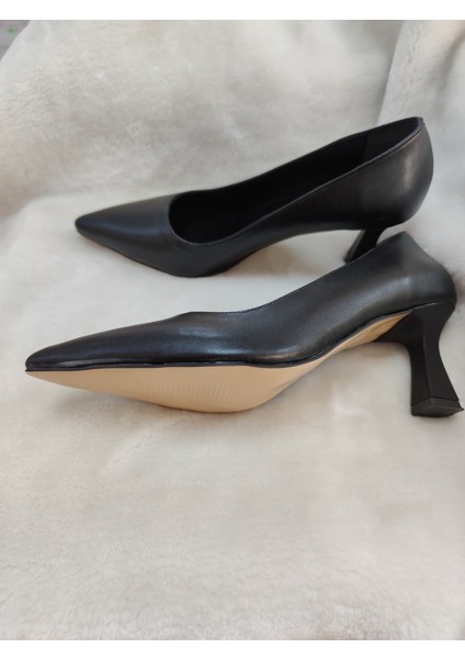 Balss-Kadın Alçak Topuk Kadeh Ökçe Stiletto - Siyah - 40