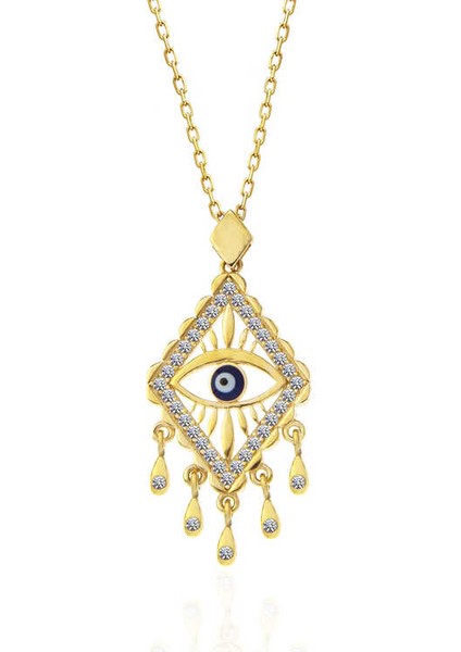925 Ayar Gümüş Gold Nazarlı Göz Kadın Kolye fiyatları