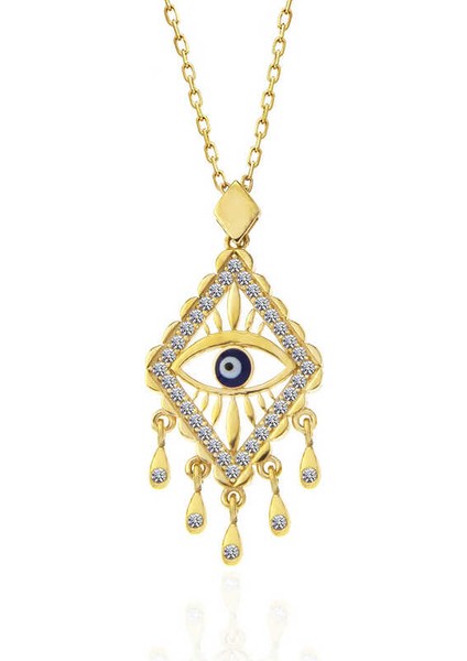 925 Ayar Gümüş Gold Nazarlı Göz Kadın Kolye modelleri