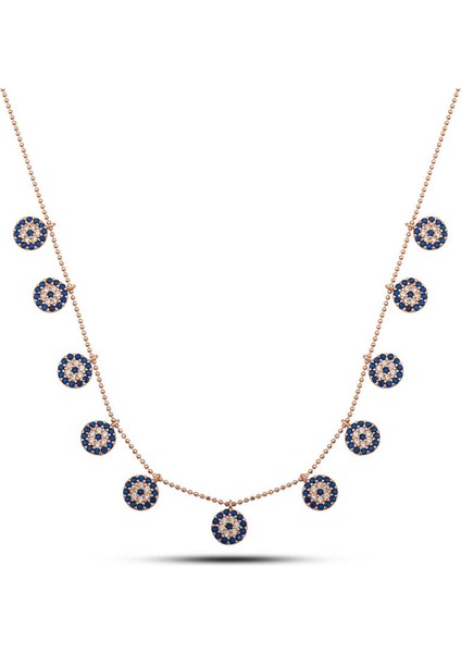 925 Ayar Gümüş Rose Nazarlı Şans Kadın Kolye