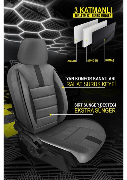 Fiat / Tofaş Tempra Uyumlu Gri Oto Koltuk Araba Kılıfı.