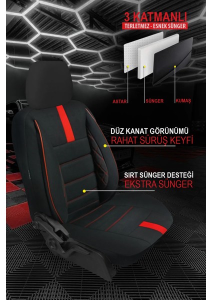 Jaguar Daimler Uyumlu Kırmızı Oto Koltuk Araba Kılıfı.