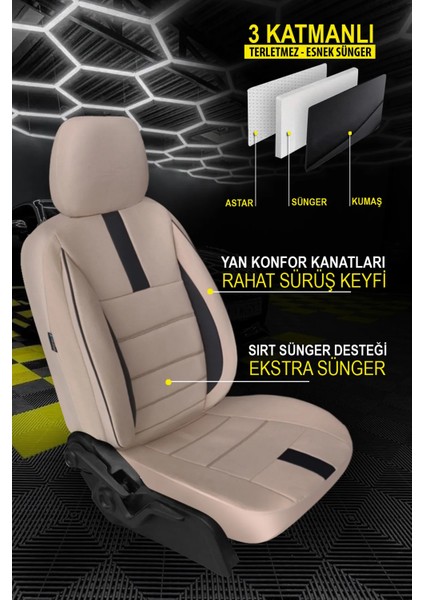 Fiat Barchetta Uyumlu Bej Oto Koltuk Araba Kılıfı.