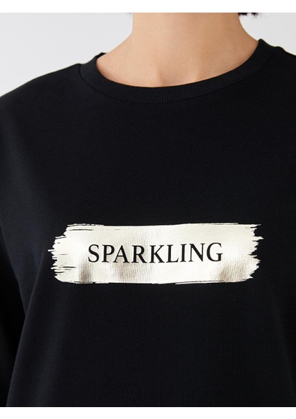 Lcwaıkıkı Classic Bisiklet Yaka Baskılı Uzun Kollu Kadın Sweatshirt Tunik