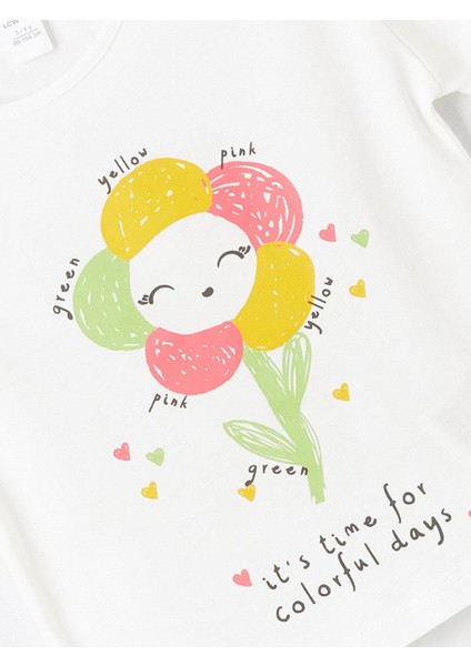 Lcw Baby Bisiklet Yaka Baskılı Kız Bebek Tişört modelleri