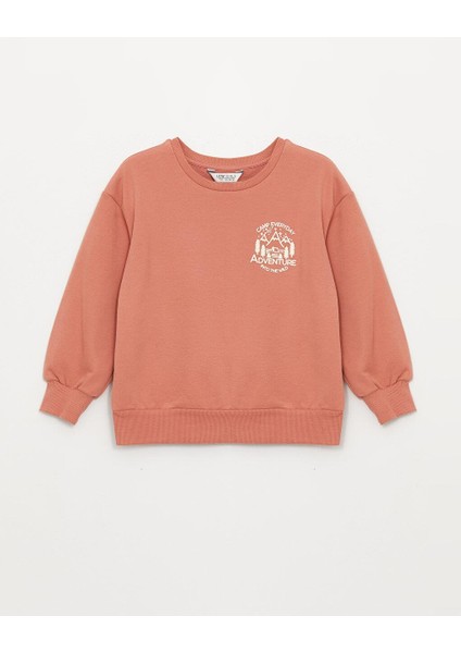 Lcw Kids Bisiklet Yaka Baskılı Uzun Kollu Kız Çocuk Sweatshirt