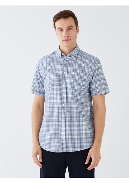 Lcwaıkıkı Classic Regular Fit Kısa Kollu Ekose Poplin Erkek Gömlek