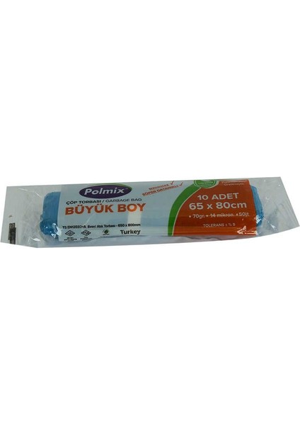 Çöp Torbası Büyük Boy 65x80cm 70gr 14MIKRON 50lt Mavi Rulo 10 Adet