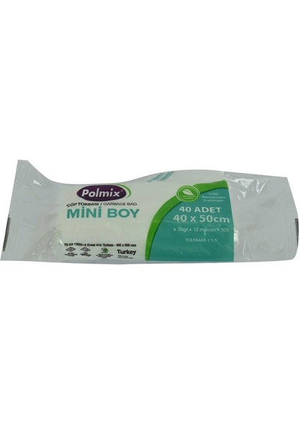 Çöp Torbası Mini Boy 40x50cm 70gr 12MIKRON 10lt Şeffaf Rulo 40 Adet