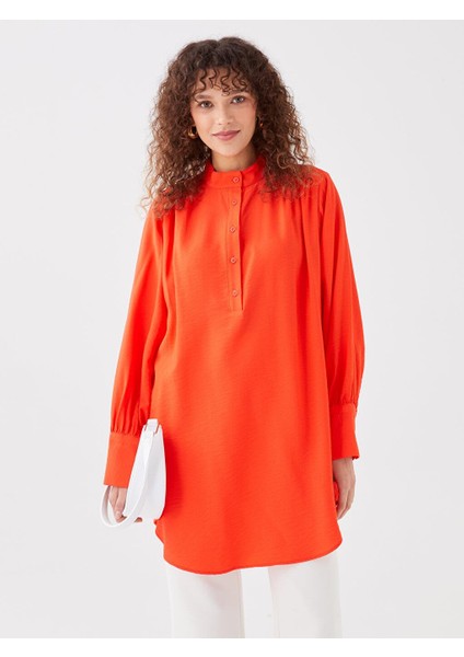 Lcwaıkıkı Classic Dik Yaka Düz Uzun Kollu Oversize Kadın Tunik