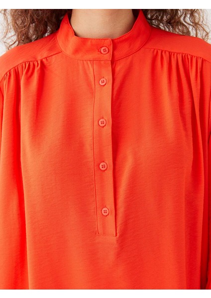 Lcwaıkıkı Classic Dik Yaka Düz Uzun Kollu Oversize Kadın Tunik