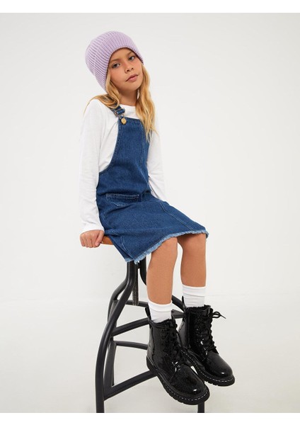 Lcw Kids Kare Yaka Kız Çocuk Jean Salopet Elbise