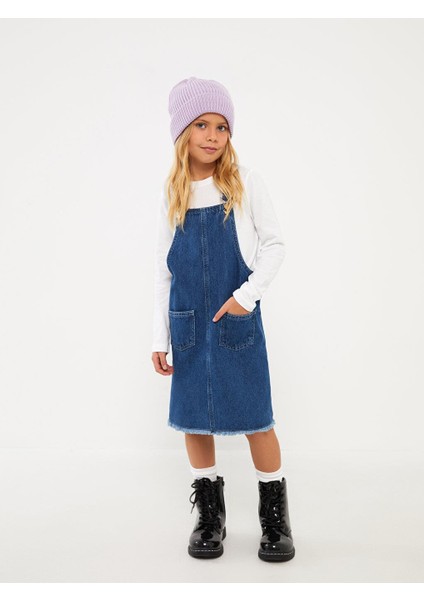 Lcw Kids Kare Yaka Kız Çocuk Jean Salopet Elbise fiyatları