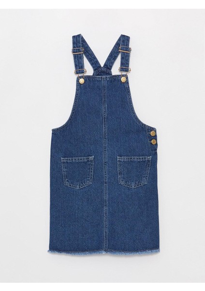 Lcw Kids Kare Yaka Kız Çocuk Jean Salopet Elbise modelleri