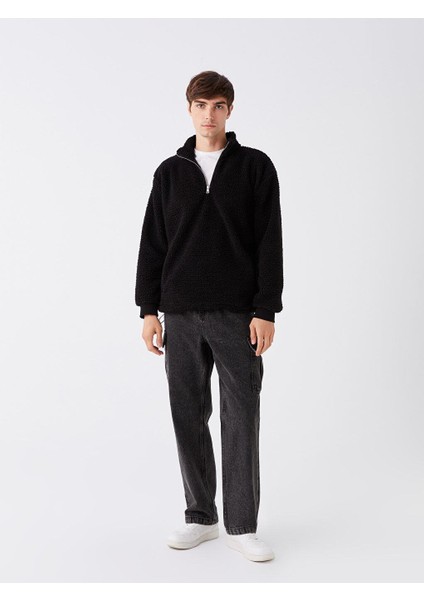 Lcw Casual Dik Yaka Uzun Kollu Pelüş Erkek Fermuarlı Sweatshirt modelleri