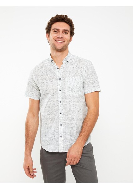 Lcwaıkıkı Classic Regular Fit Kısa Kollu Desenli Poplin Erkek Gömlek