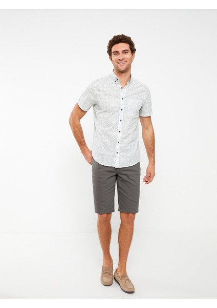 Lcwaıkıkı Classic Regular Fit Kısa Kollu Desenli Poplin Erkek Gömlek