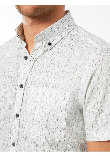 Lcwaıkıkı Classic Regular Fit Kısa Kollu Desenli Poplin Erkek Gömlek