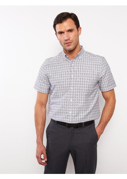 Lcwaıkıkı Formal Regular Fit Kısa Kollu Ekose Armürlü Erkek Gömlek