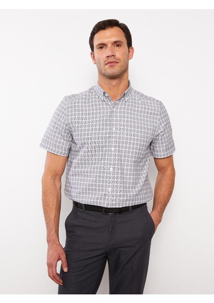 Lcwaıkıkı Formal Regular Fit Kısa Kollu Ekose Armürlü Erkek Gömlek