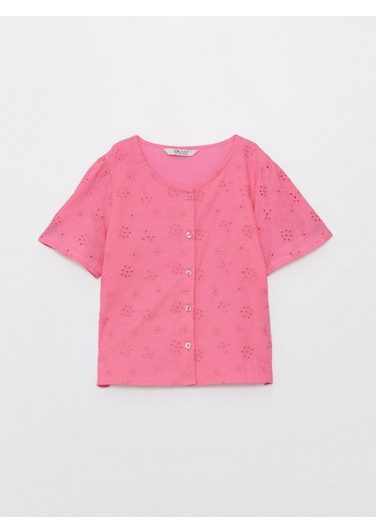 Lcw Kids Bisiklet Yaka Fisto Detaylı Kısa Kollu Kız Çocuk Gömlek