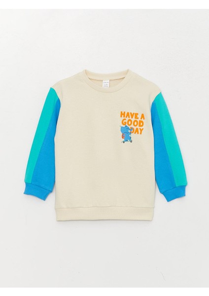 Lcw Baby Bisiklet Yaka Baskılı Erkek Bebek Sweatshirt modelleri