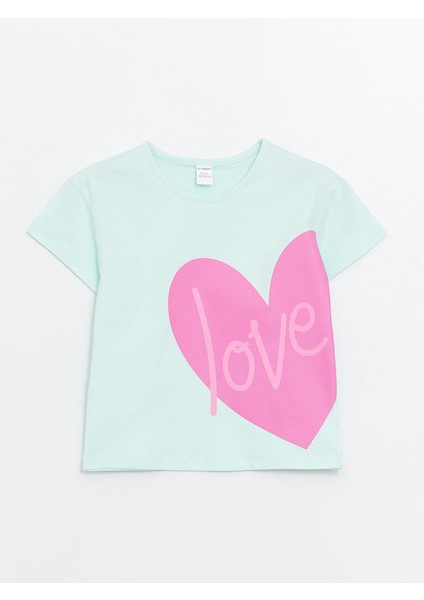 Lcw Baby Bisiklet Yaka Baskılı Kısa Kollu Kız Bebek Tişört