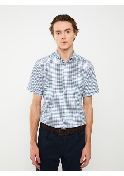 Lcwaıkıkı Classic Regular Fit Kısa Kollu Ekose Oxford Erkek Gömlek