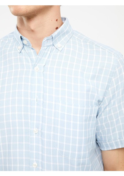 Lcwaıkıkı Formal Regular Fit Kısa Kollu Ekose Armürlü Erkek Gömlek