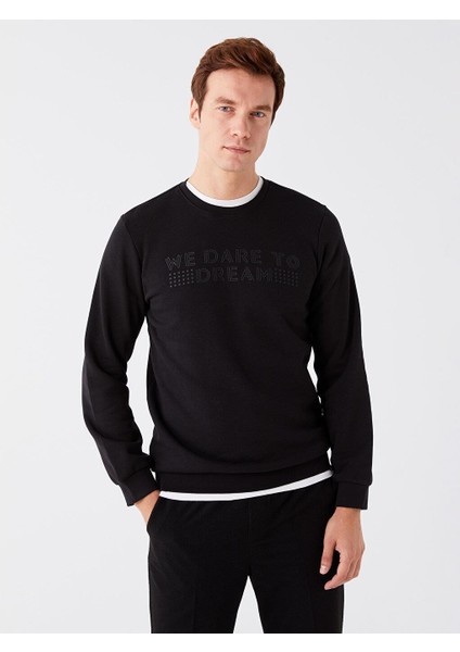 Lcwaıkıkı Classic Bisiklet Yaka Uzun Kollu Baskılı Erkek Sweatshirt