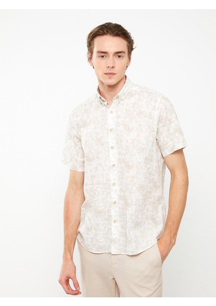 Lcwaıkıkı Classic Regular Fit Kısa Kollu Desenli Poplin Erkek Gömlek