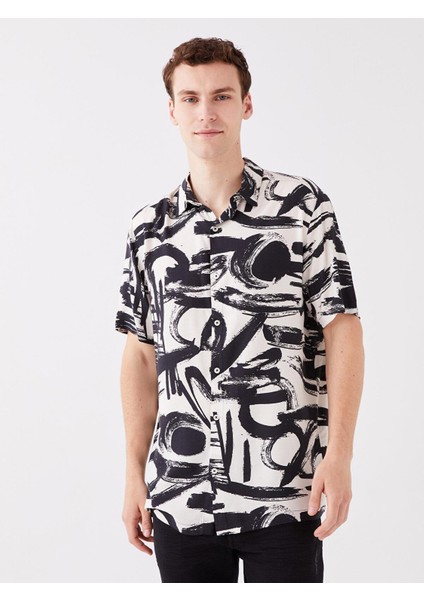 Lcw Casual Regular Fit Kısa Kollu Desenli Viskon Erkek Gömlek