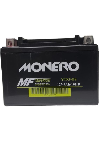 9AH 12V Monero Alçak Motosiklet Aküsü