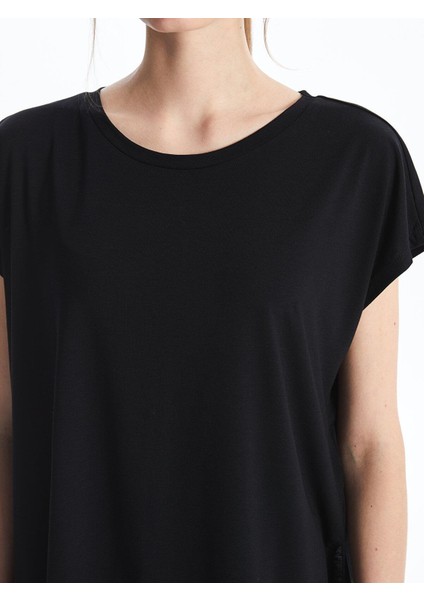 Xsıde Bisiklet Yaka Düz Kısa Kollu Oversize Kadın Tişört