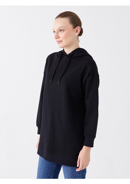 Lcw Modest Kapüşonlu Düz Uzun Kollu Kadın Sweatshirt Tunik