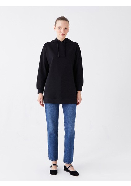 Lcw Modest Kapüşonlu Düz Uzun Kollu Kadın Sweatshirt Tunik