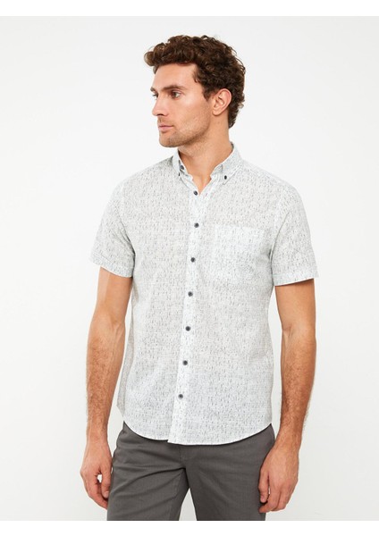 Lcwaıkıkı Classic Regular Fit Kısa Kollu Desenli Poplin Erkek Gömlek