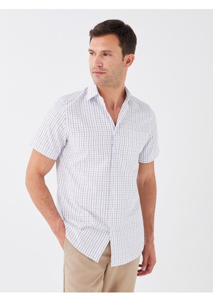 Lcwaıkıkı Formal Regular Fit Kısa Kollu Ekose Poplin Erkek Gömlek