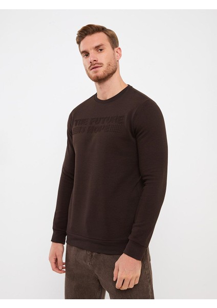 Lcwaıkıkı Classic Bisiklet Yaka Uzun Kollu Baskılı Erkek Sweatshirt