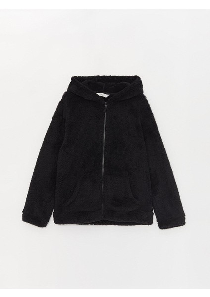 Lcw Kids Kapüşonlu Basic Uzun Kollu Pelüş Kız Çocuk Fermuarlı Sweatshirt