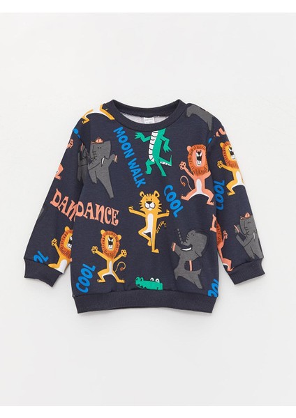 Lcw Baby Bisiklet Yaka Baskılı Erkek Bebek Sweatshirt